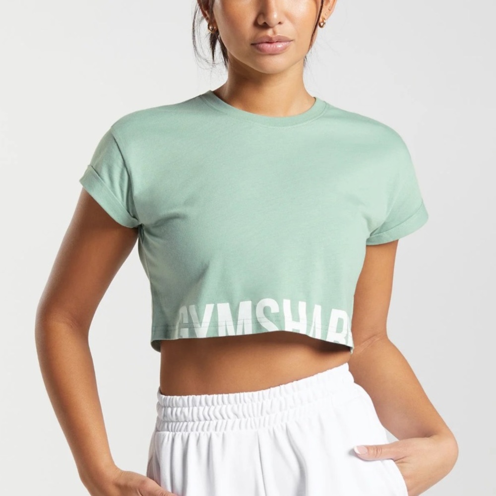 Gymshark Fraction Crop Top | M | Green/Teal